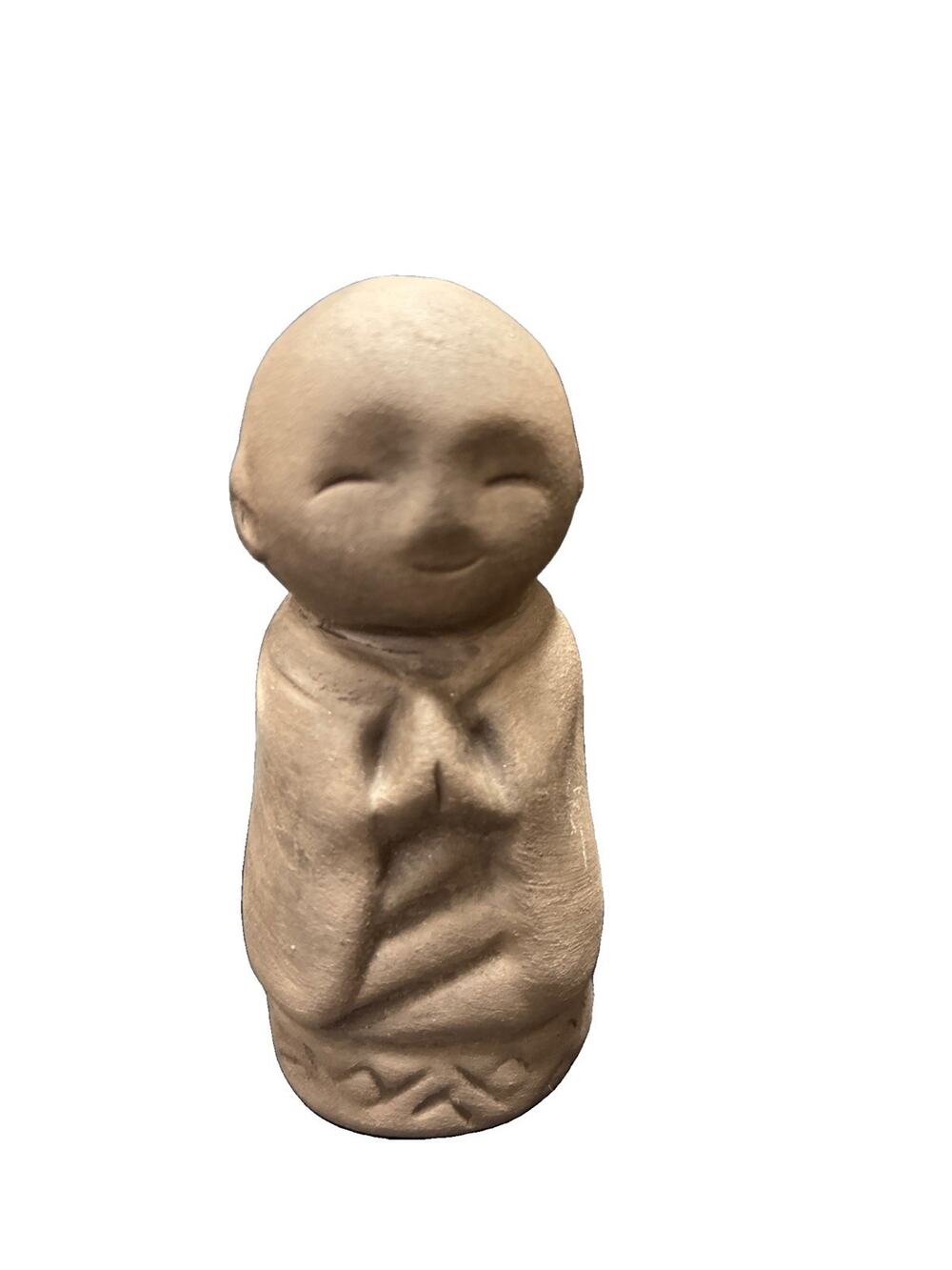 Vintage Japanese Jizo Dorei Bell Ceramic Good Luck Monk Protecting Charm 4” Tall